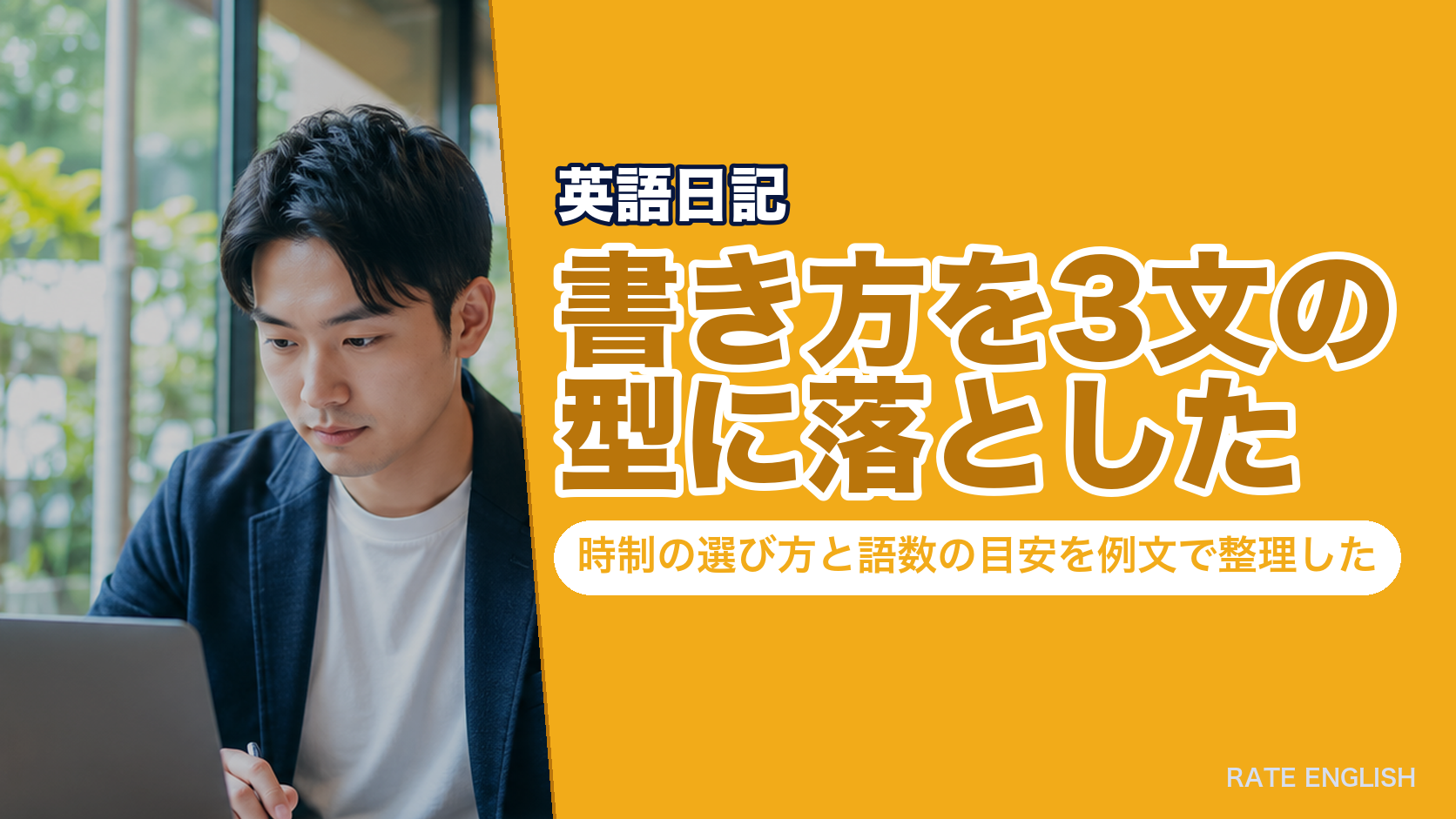 英語日記の書き方を3文の型に落とした図。したこと・思ったこと・次にすることの3文で1日分の日記が完成することを示している